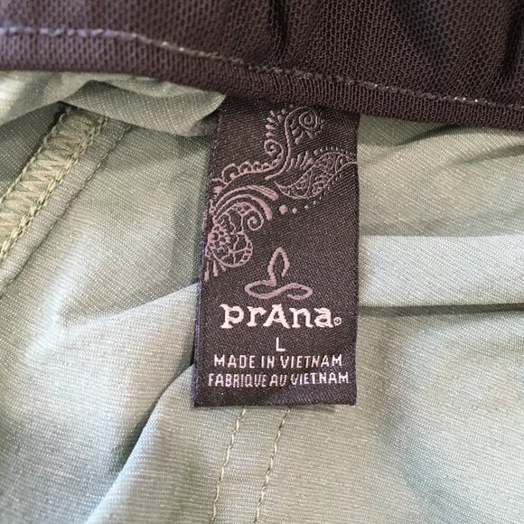 PRANA Green Ruched Adjustable Hem Zip Pocket Drawstring Waist Pull On Pant - Picture 2 of 13